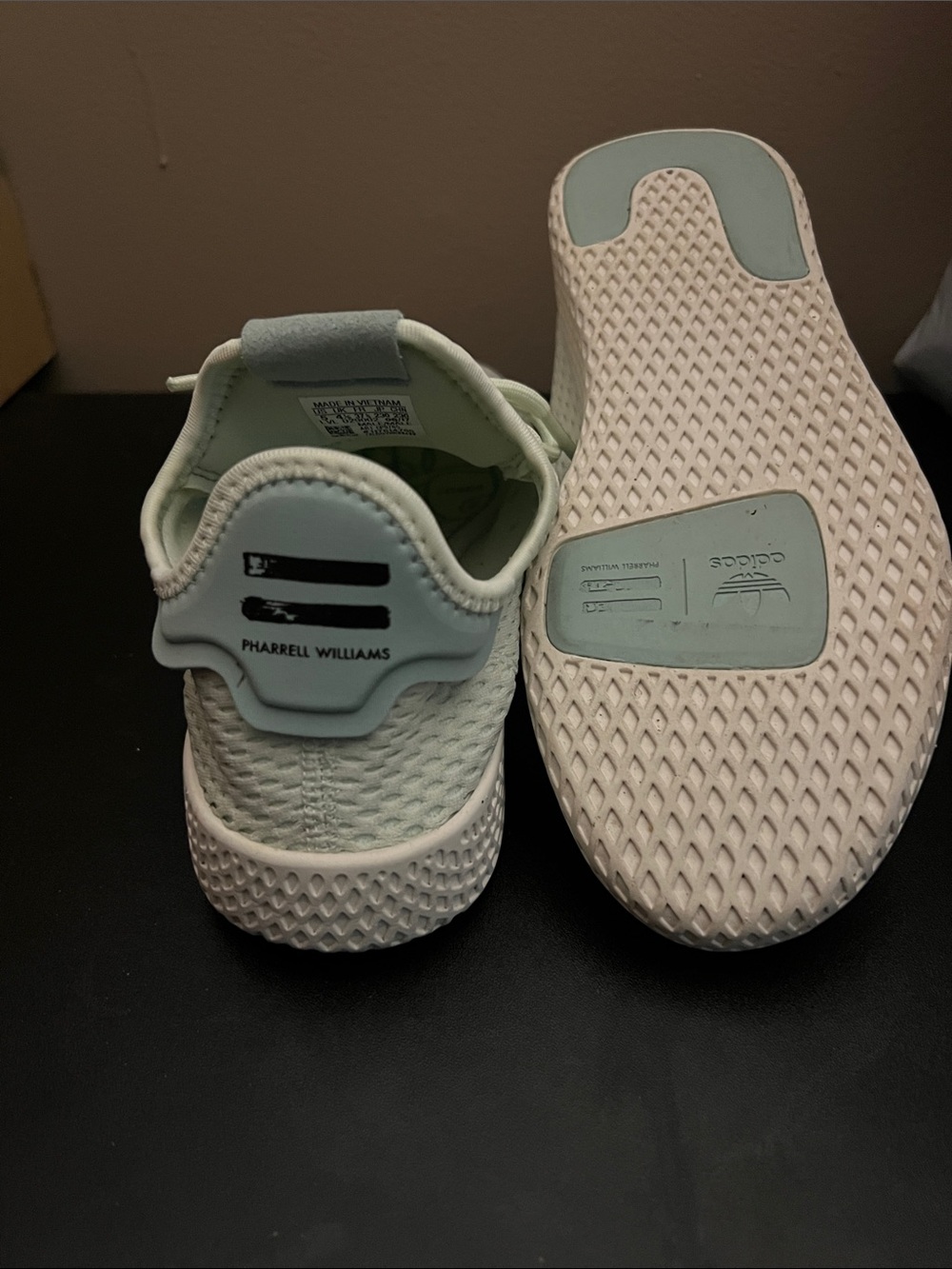 adidas Hu Pale Gray Knit Athletic Sneakers - Picture 2 of 2